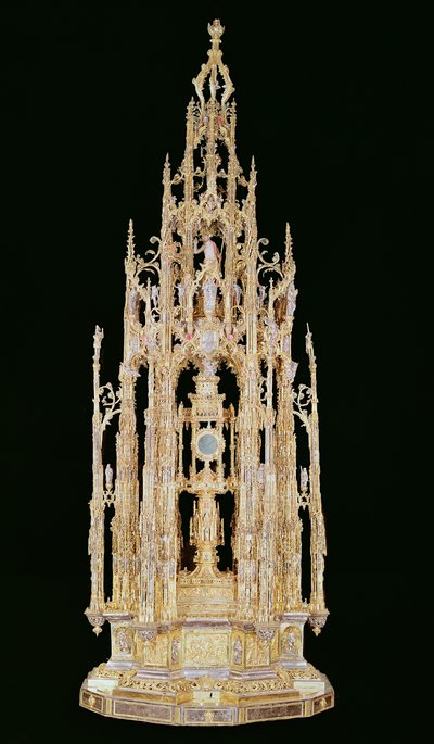 Processional Custodia, 1515-24, Containing a Monstrance by Jaume Almirich, Barcelona, 1495-99 by Enrique de Arfe